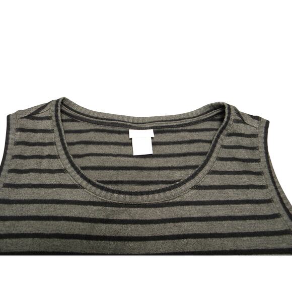 Chico's Zenergy Sleeveless Striped Top Gray Black Size XL 3 Stretch Travel Knit - Picture 3 of 7